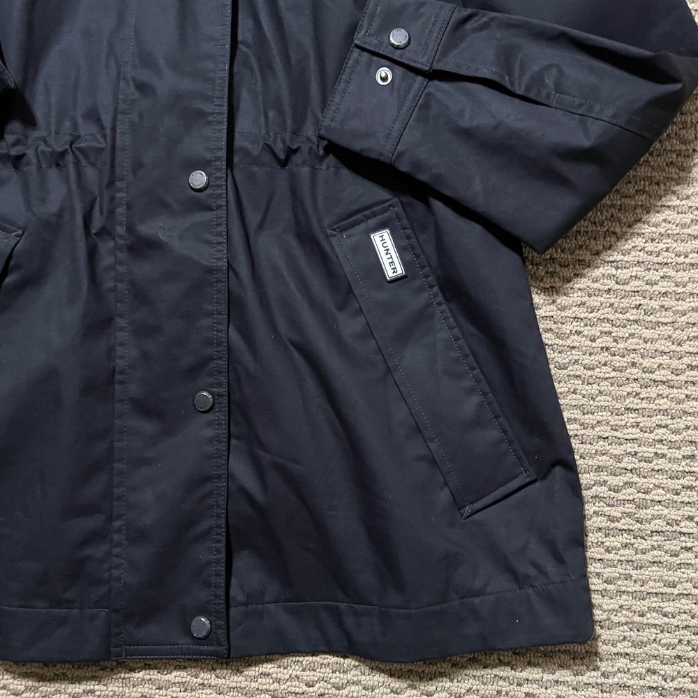 Hunter Womens Black Cotton Coat Hooded Rain Jacket Size S - Picture 11 of 12